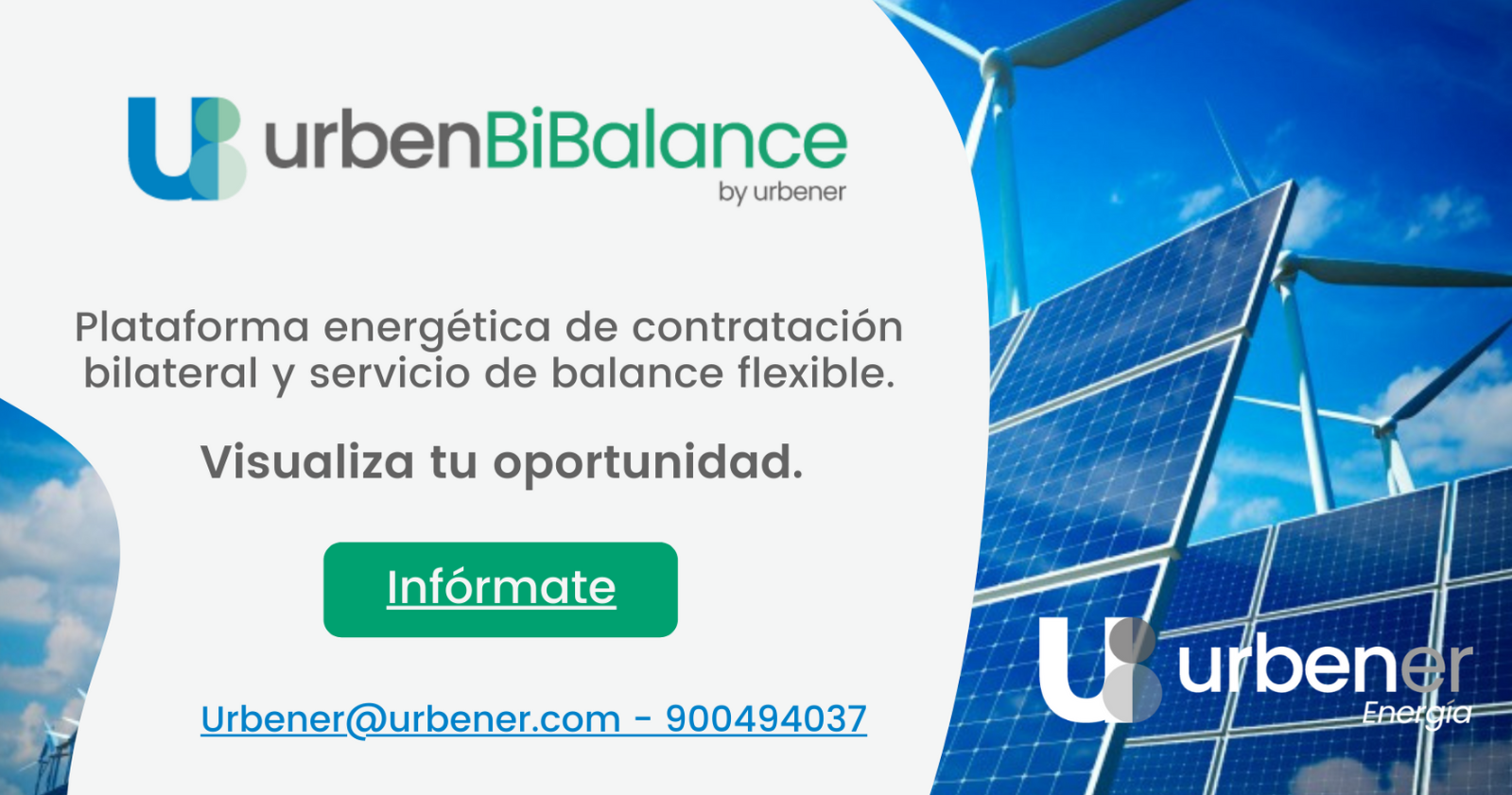 UrbenBiBalance, plataforma energética de contratación bilateral y servicio de balance flexible, un servicio adaptado a tus necesidades