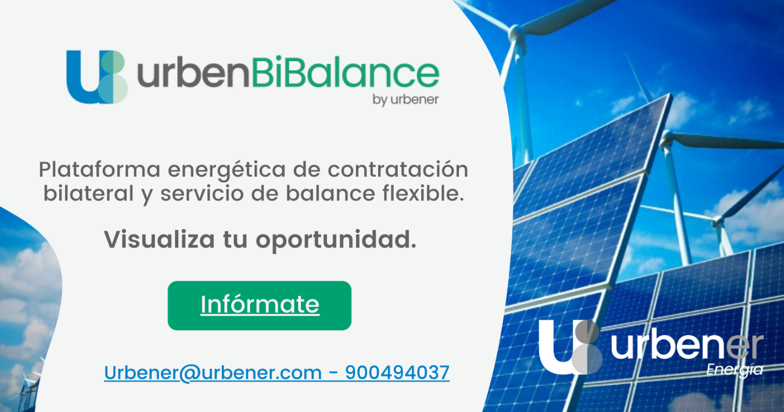 Urbener UrbenBiBalance, plataforma energética de contratación bilateral y servicio de balance flexible, un servicio adaptado a tus necesidades