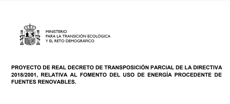 El MITECO presenta el proyecto de Real Decreto de transposición parcial de la Directiva 2018/2021 del Parlamento Europeo