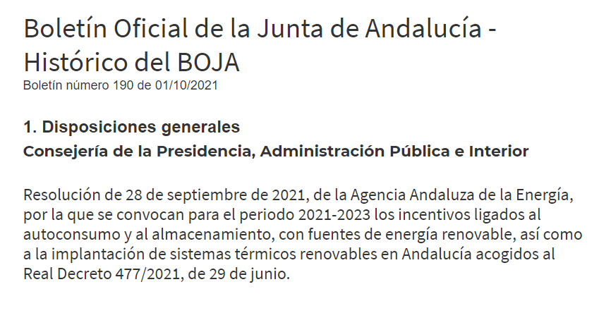 BOE andalucía La Agencia Andaluza de la Energía lanza nuevos programas de incentivos