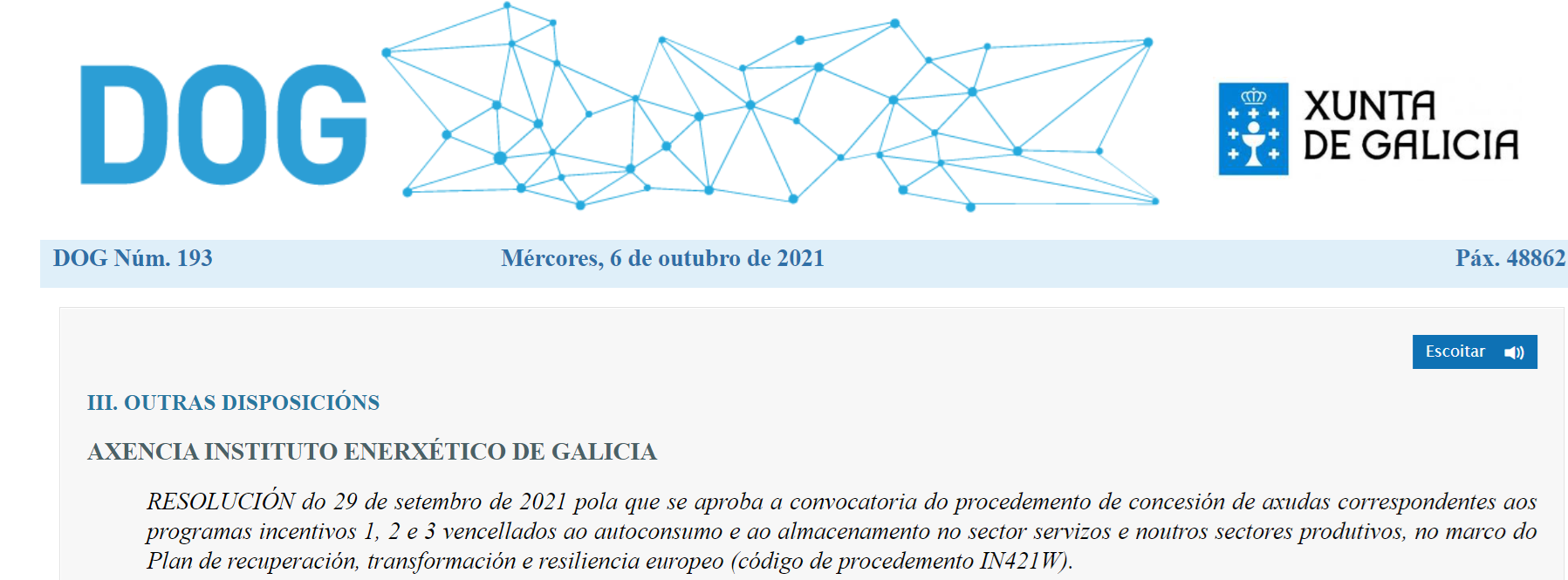 Nuevas ayudas para el fomento de autoconsumo eléctrico en Galicia