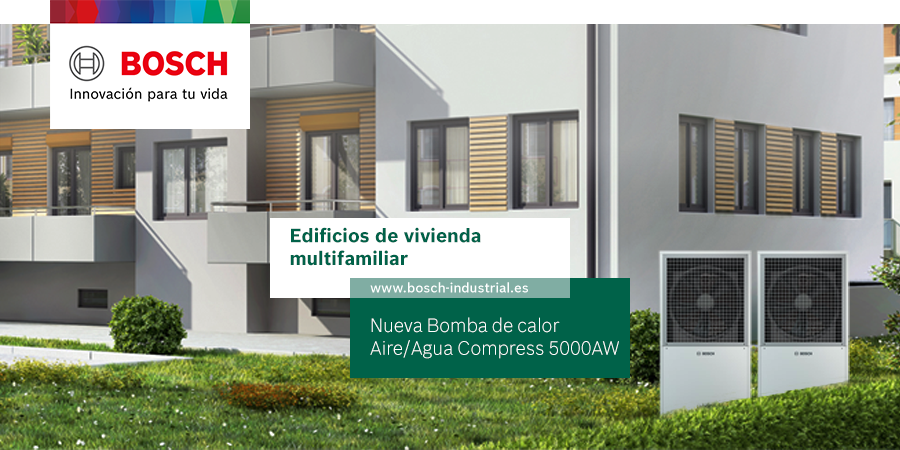 Bomba de calor Compress 5000 AW de Bosch para edificios de viviendas multifamiliares La bomba de calor Compress 5000 AW de Bosch, la solución más versátil para edificios de viviendas multifamiliares