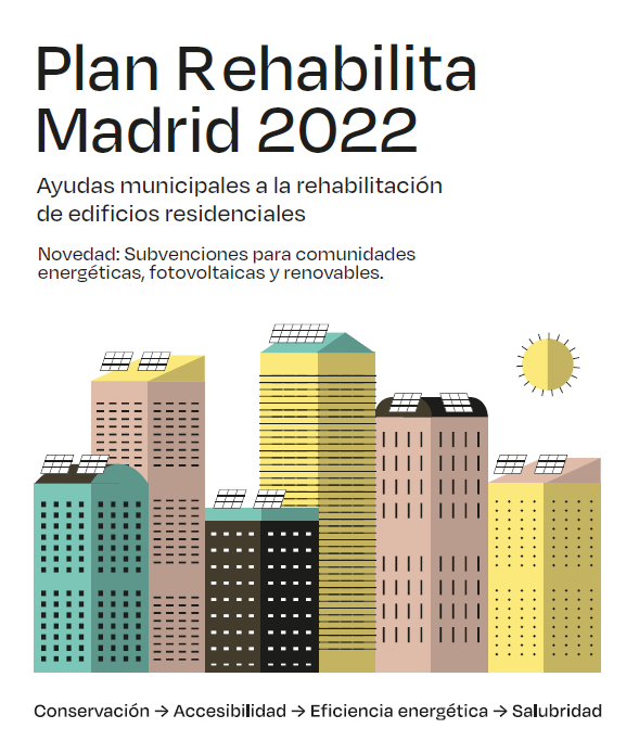 Nuevo Plan REHABILITA Madrid con subvenciones en accesibilidad, conservación, eficiencia energética, salubridad, energías renovables y comunidades energéticas