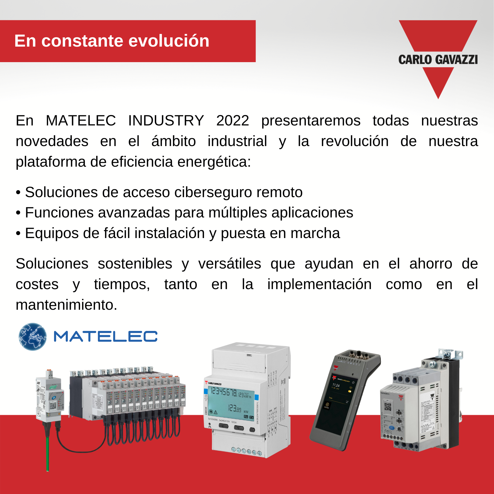 Carlo Gavazzi apuesta por nuevas tecnologías a nivel industrial en Matelec 2022