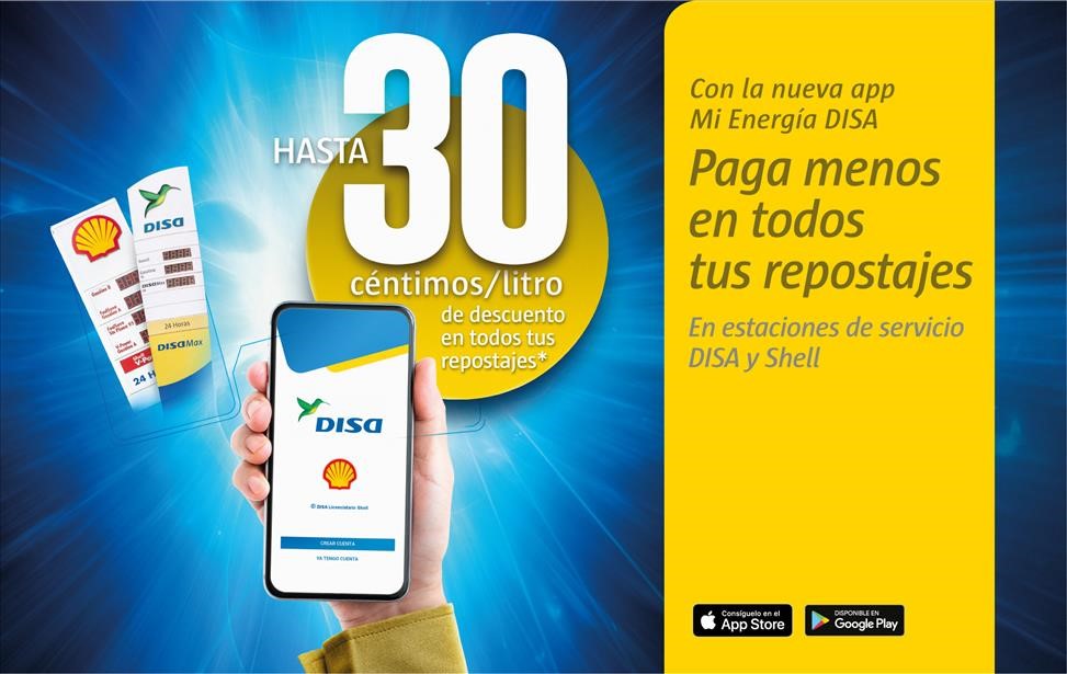 Usa nuestra App “Mi Energía DISA” y ahorra hasta 30 céntimos por litro