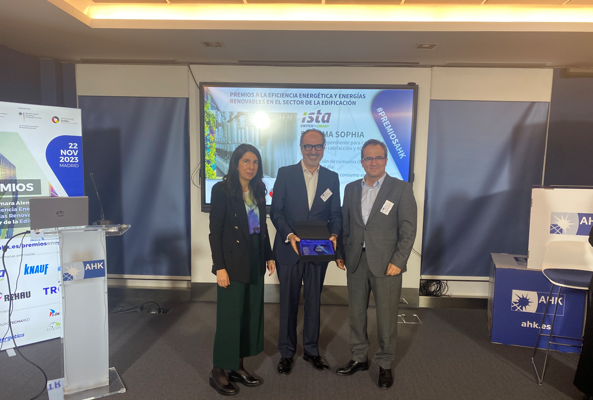 Sophia premio La Cámara de Comercio Alemana reconoce a SOPHIA de ista con uno de los galardones a la Eficiencia Energética y Energías Renovables 2023