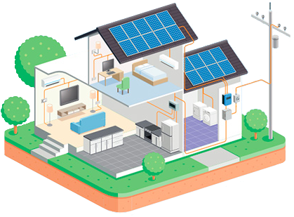 Ilustración vectorizada de una casa con paneles solares