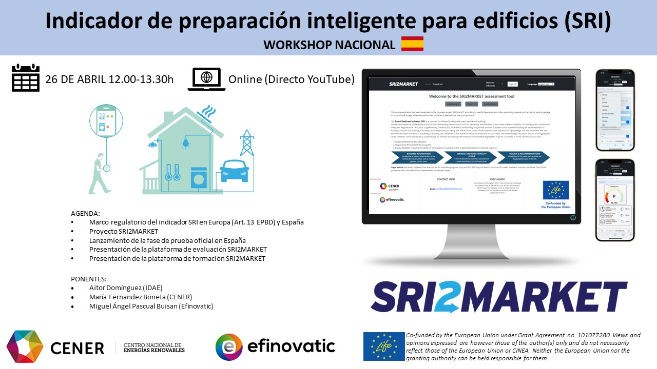 Efinovatic y CENER explican las ventajas de la herramienta para el cálculo del indicador de SRI (SRI2MARKET)