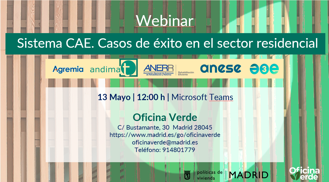 CARTEL JORNADA CAE SECTOR RESIDENCIAL - ANESE - OFICINA VERDE AYUNTAMIENTO DE MADRID