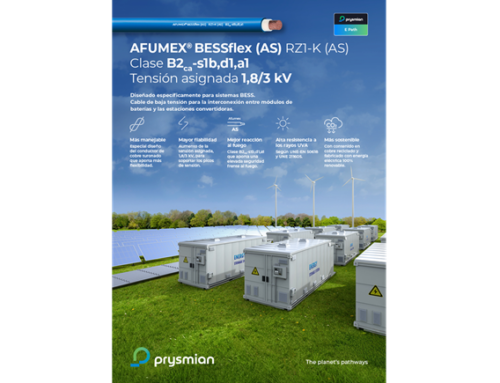 Prysmian presenta AFUMEX® BESSflex (AS), para dar respuesta a las necesidades de Sistemas de Almacenamiento de Energía con Baterías (BESS)