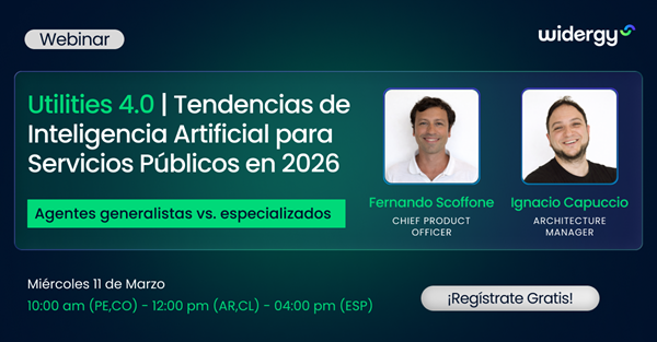 Widergy organiza el webinar “Utilities 4.0 - Tendencias de Inteligencia Artificial para servicios públicos”