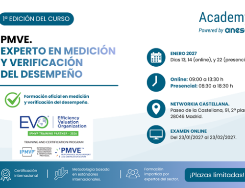 La 1ª edición del curso “PMVE – Experto en medición  y verificación del desempeño”, organizado por ANESE  y EVO, se celebra en enero de 2027